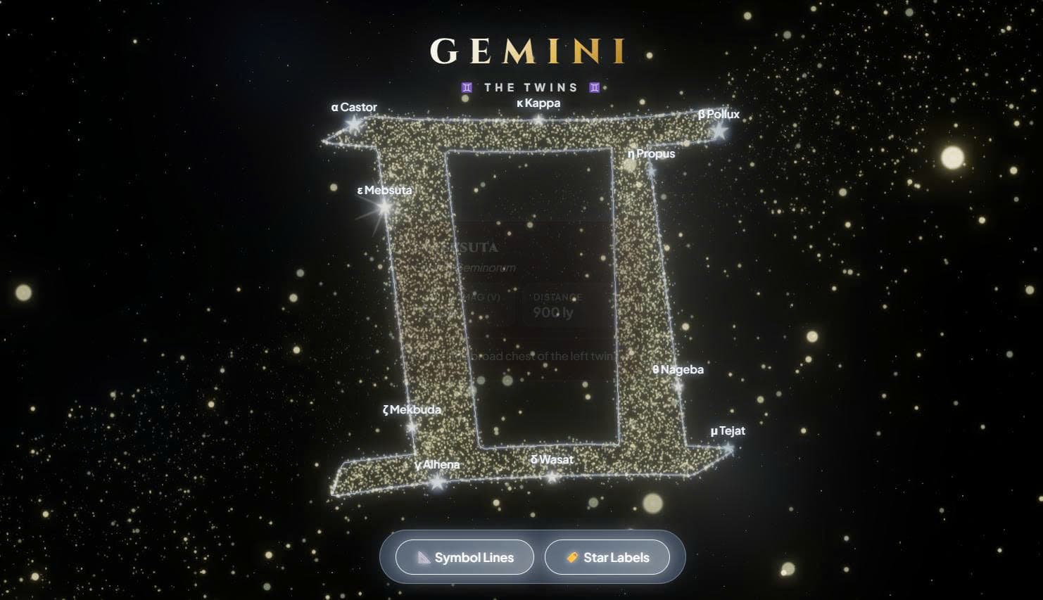 Gemini ♊ - 3D Interactive Zodiac Constellation & Live Wallpape
